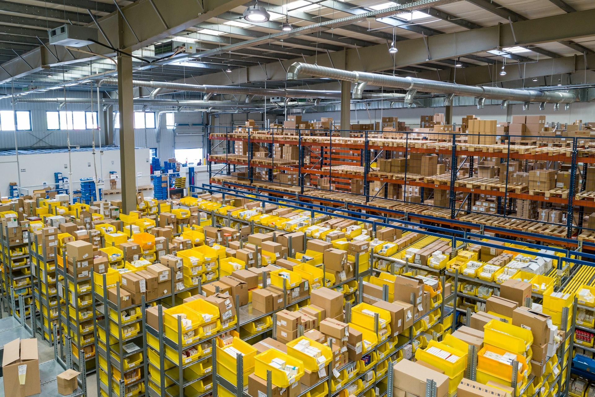 Organized warehouse inventory supporting procurement and supply chain operations